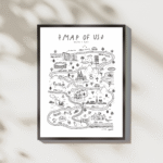 Harta relației | Harta amintirilor | Ilustrație personalizată cu 6 locuri la alegere