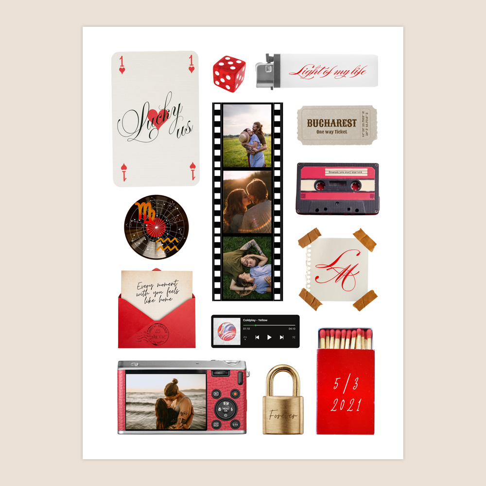 Poster personalizat colaj amintiri, Red