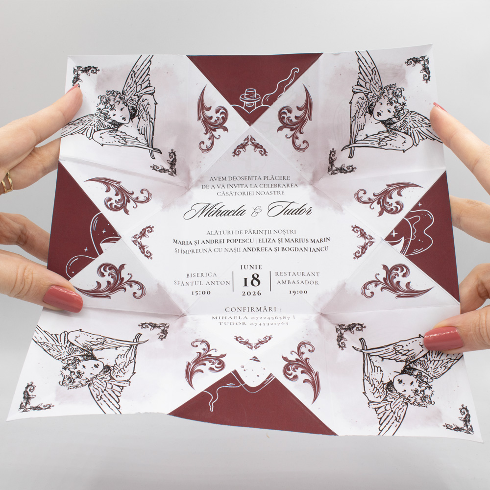 Invitație nuntă Origami | Invitație Divine
