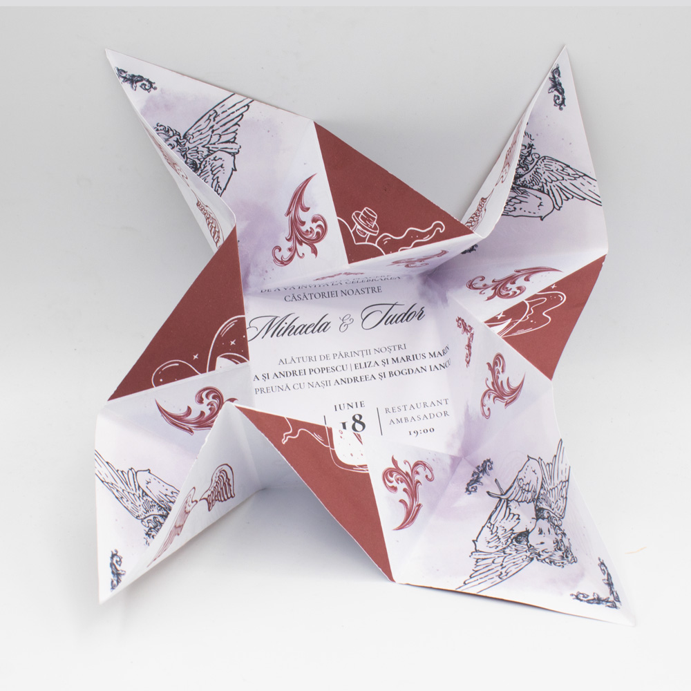 Invitație nuntă Origami | Invitație Divine