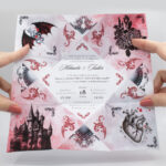 Invitație nuntă gotică Origami | Invitație Dark fantasy