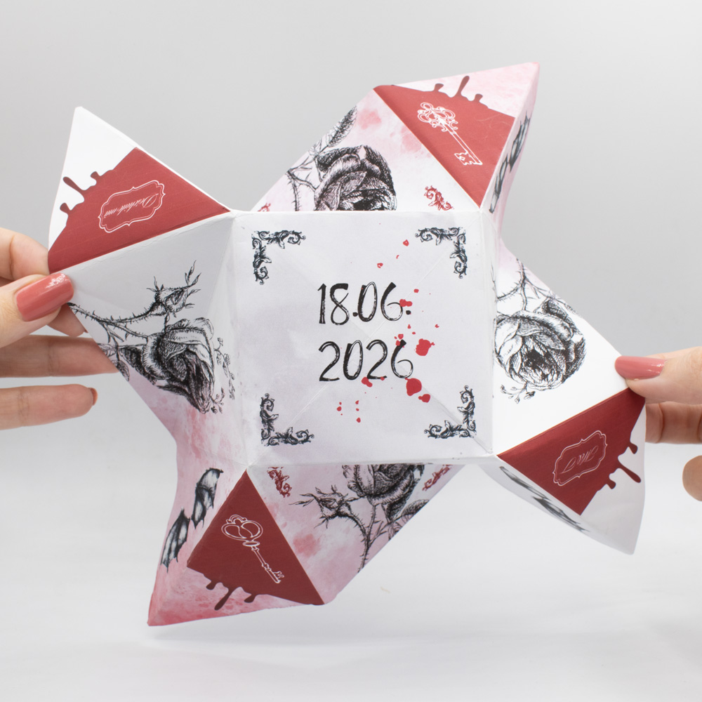 Invitație nuntă gotică Origami | Invitație Dark fantasy