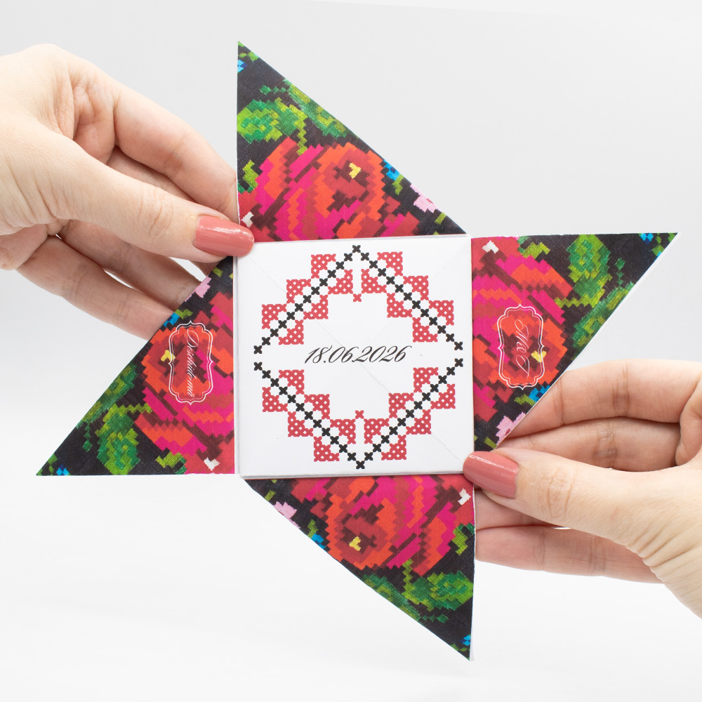 Invitație nuntă tradițională românească Origami | Invitație Origini