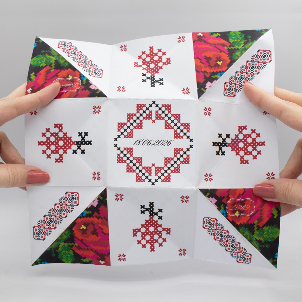 Invitație nuntă tradițională românească Origami | Invitație Origini